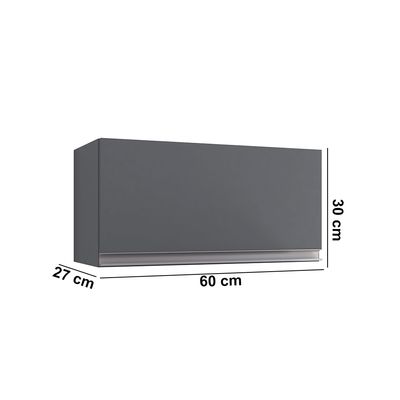 Armário Cozinha Aéreo Geladeira 60cm Basculante Leticia Cinza A01 - D'Rossi
