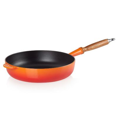FRIGIDEIRA SAUTE LE CREUSET C/ CABO DE MADEIRA 28CM LARANJA