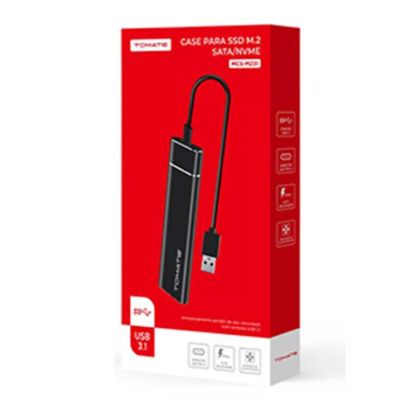 Case SSD Adaptador M.2 Sata NVMe NV1 NV2 NV3 USB 3.1 Type-C 10Gb Tomate