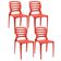 Kit 04 Cadeiras Para Cozinha Área Gourmet Jardim Empilhável Larsen P03 Vermelho - Lyam Decor