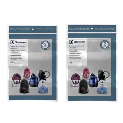 2 Kits 3 Sacos de aspirador de pó - Modelos: One, Trio, Max Trio, Go!, Ingenio, Twenty e Sonic (SBEON) Electrolux