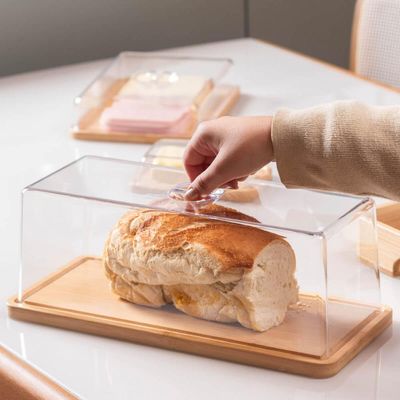Porta Pão Em Bambu Com Tampa Plástica 37x16,5x14cm Coza Brisa Pães Organizador
