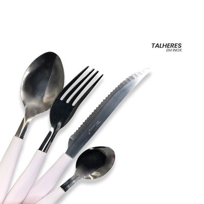 Kit de Talheres em Inox 25 Peças - Branco