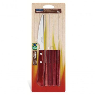 Conjunto Tramontina 6 Peças Facas Aço Inox Cabo Vermelho