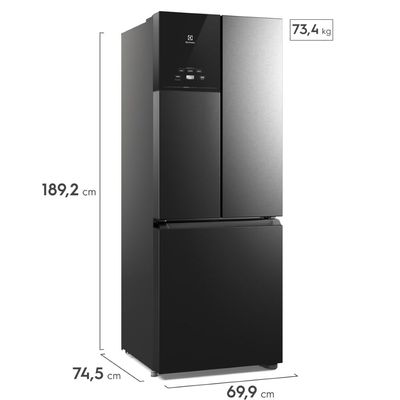 Geladeira Electrolux Frost Free Inverter 480L Efficient AutoSense 3 Portas Black Inox Look (IM7B) 220V