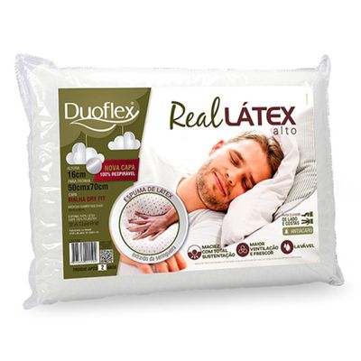 Travesseiro Real Latex Alto 50cm x 70cm Branco Duoflex