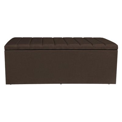 Calçadeira Baú Casal King 1,95m Londres Suede Marrom Dal Poz Estofados