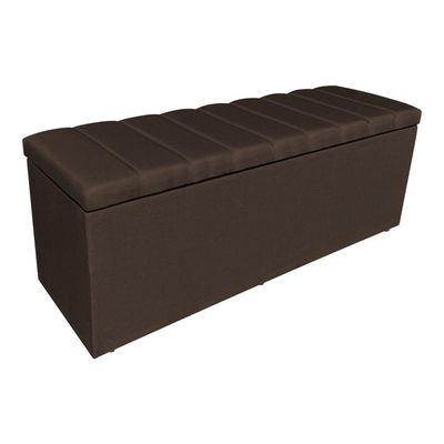 Calçadeira Baú Casal King 1,95m Londres Suede Marrom Dal Poz Estofados
