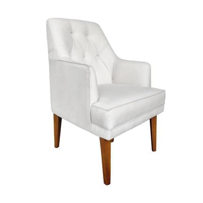 Cadeira Poltrona Decorativa Paris Sala De Jantar Recepção Retro Com Braça Suede Branco Lar Móveis E Decoração
