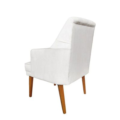 Cadeira Poltrona Decorativa Paris Sala De Jantar Recepção Retro Com Braça Suede Branco Lar Móveis E Decoração