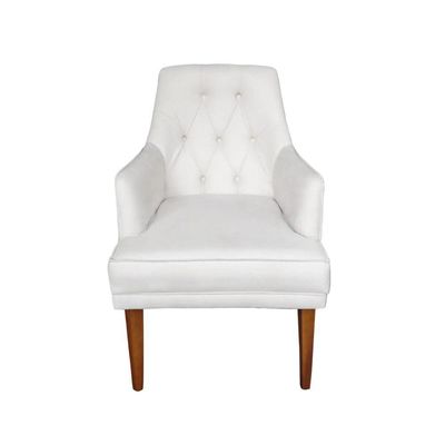 Cadeira Poltrona Decorativa Paris Sala De Jantar Recepção Retro Com Braça Suede Branco Lar Móveis E Decoração