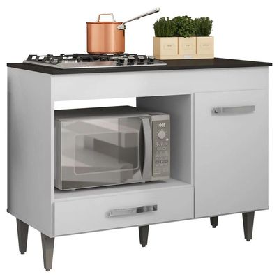 Balcão Cooktop Mdp 100cm Carla 1 Porta Ajl Móveis