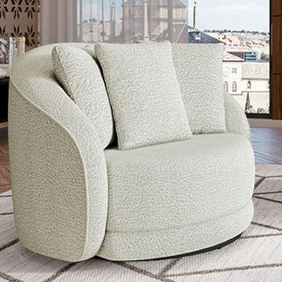 Kit 2 Poltronas Decorativas Base Giratória Galáxia com Almofadas Boucle Off White G45 - Gran Belo