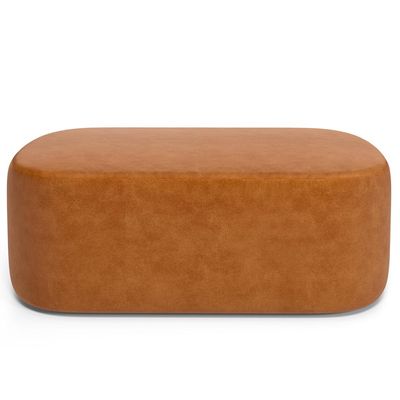 Cabeceira Cama Box 100cm Lanna com Puff Recamier Doha W01 Couríssimo Canela - Lyam Decor
