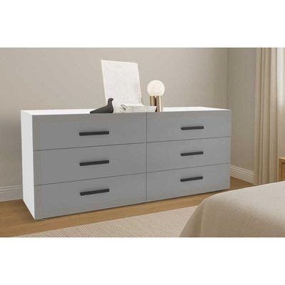 Cômoda De Quarto Valência C- 6 Gavetas Branco-cinza - Politorno