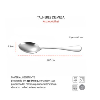 Colher de Mesa Aço Inox Talheres Buffet Restaurante Jogo 6un