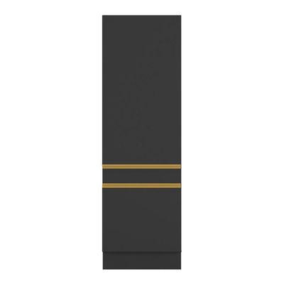 Paneleiro 2 Portas 62cm Com Rodapé Veneza Multimóveis V2121 Preto/dourado Preto/dourado