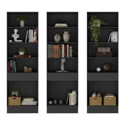 Armário/estante Escritório 3 Portas Multimóveis Mp7001 Preto Preto