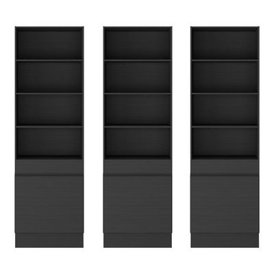 Armário/estante Escritório 3 Portas Multimóveis Mp7001 Preto Preto