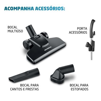 Aspirador de Pó Vertical 2 em 1 Mondial Turbo Cycle  Preto e Laranja 1100W AP-35 220