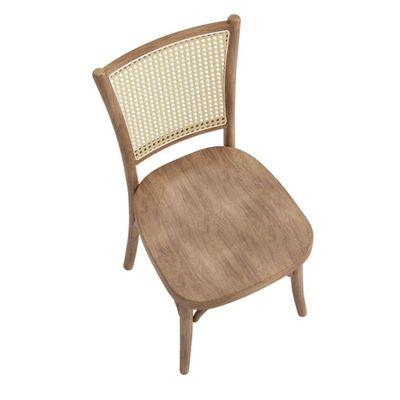 Cadeira De Jantar Luxemburgo Amêndoa Com Encosto Em Rattan