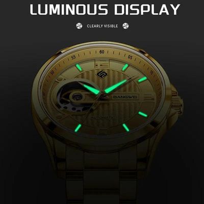 Relógio De Pulso Mecânicos Masculinos Marca Superior Luxo Automático Dourado