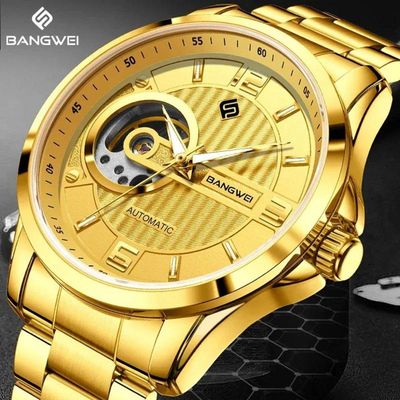 Relógio De Pulso Mecânicos Masculinos Marca Superior Luxo Automático Dourado