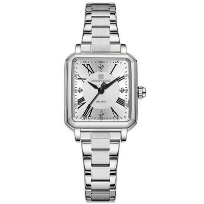 Relógio Feminino Design Sofisticado Quartzo Em Aço Inoxidável À Prova Da Água Casual Branco Prata