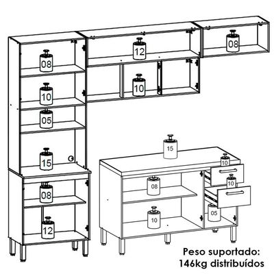Cozinha 4 Pecas Urbane 260 Cm Freijo Vanilla Cp Ripado Freijo Ktp
