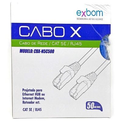 Cabo De Rede Cat5e Patch Cord De 50 Metros Ethernet Montado Exbom