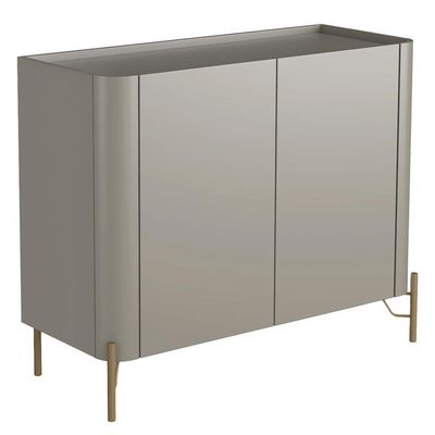 Aparador Buffet Para Sala de Jantar 2 Portas Pés Industrial Dourado Naim I03 Grigio - Lyam Decor