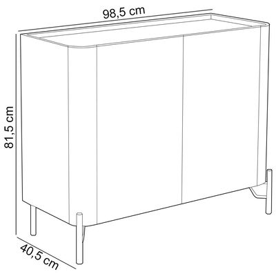 Aparador Buffet Para Sala de Jantar 2 Portas Pés Industrial Dourado Naim I03 Grigio - Lyam Decor