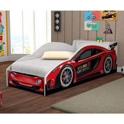 Cama Carro De Corrida Vermelho Com Colchão Vitamov