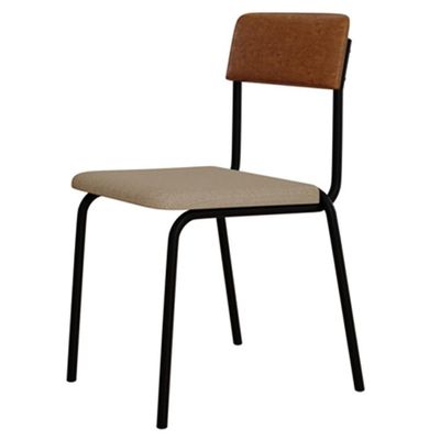 Kit 06 Cadeiras Estofada Para Sala De Jantar Sense Preto C01 Linho Areia Courino Caramelo - Lyam Decor