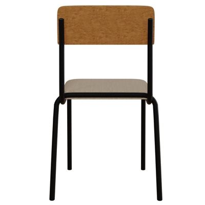 Kit 06 Cadeiras Estofada Para Sala De Jantar Sense Preto C01 Linho Areia Courino Caramelo - Lyam Decor