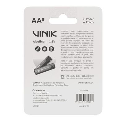 Pilha Alcalina Aa C-8 1.5v - Vp2ab8a