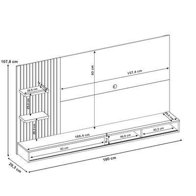 Painel Para TV 60 Pol com Bancada Suspensa 190cm Elion D05 Freijó Off White - Lyam Decor