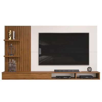 Painel Para TV 60 Pol com Bancada Suspensa 190cm Elion D05 Freijó Off White - Lyam Decor