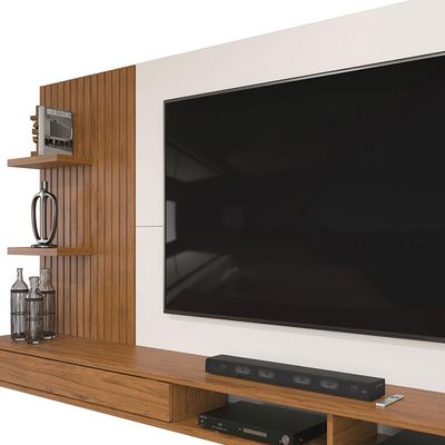 Painel Para TV 60 Pol com Bancada Suspensa 190cm Elion D05 Freijó Off White - Lyam Decor