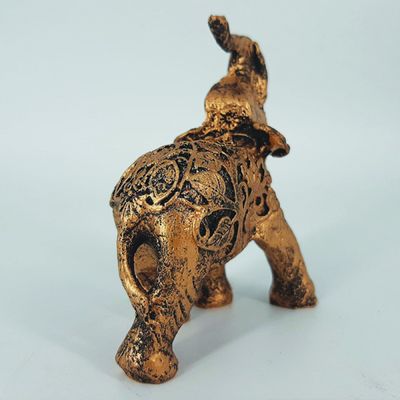 Elefante Estatueta Manto Folhas Bibelô 10cm 14025