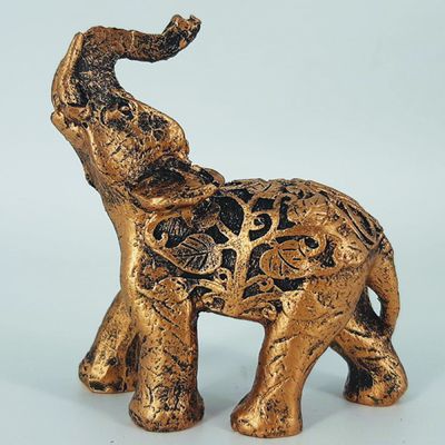 Elefante Estatueta Manto Folhas Bibelô 10cm 14025