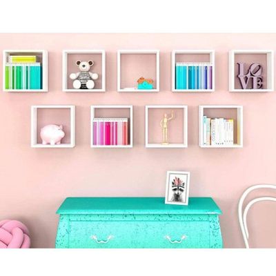 Kit 09 Nichos Organizador 30x30cm Branco Ajl Móveis