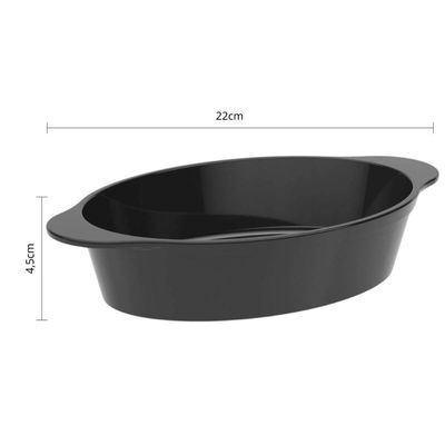 Kit 6 Travessas para Servir Oval Plástico Preto Tigela 550ml Coza Uno Petiscos Porções Salada