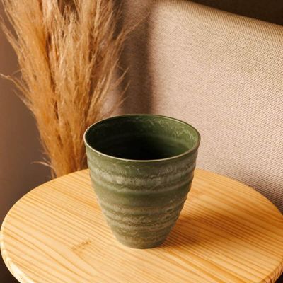 Vaso Cachepot Para Plantas Névoa Verde Plástico Lyor 15x7cm