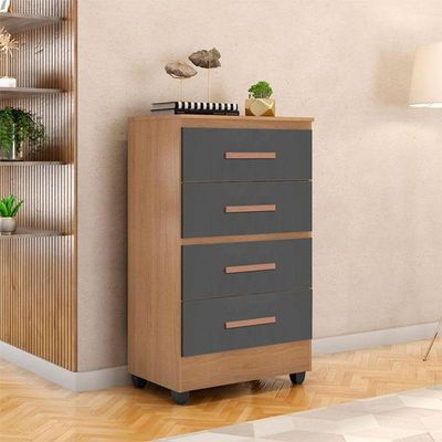 Cômoda Lite 4 Gavetas Nature Cinza – Móveis Leão