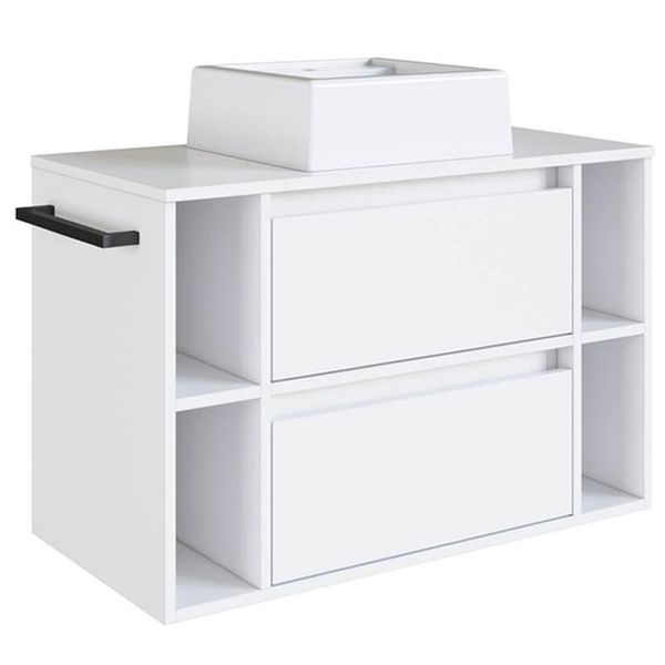 Gabinete Para Banheiro Com Cuba 01 Gav 80cm Branco Proddy