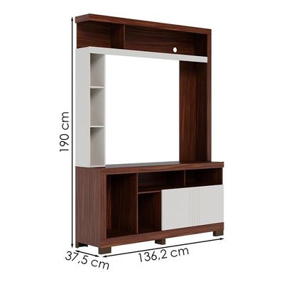 Estante Home Tv 50 Pol 2 Portas 137 Cm Elba Nogueira Real Off White Matte Colibri