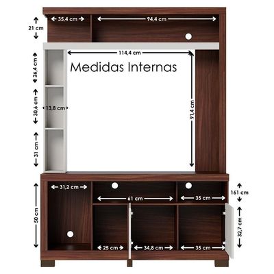 Estante Home Tv 50 Pol 2 Portas 137 Cm Elba Nogueira Real Off White Matte Colibri