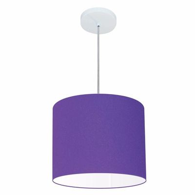 Lustre Pendente Cilíndrico Free Lux Para Mesa De Jantar, Sala, Quarto, Churrasqueira E Balcão. Roxo Tam: 30x21cm