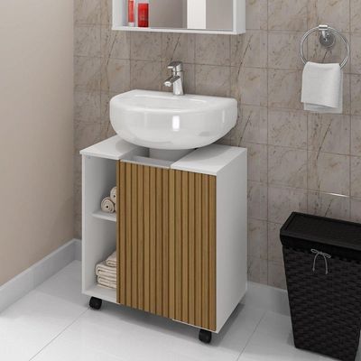 Gabinete Para Banheiro Pequin Bechara 2075554 Banheiro Branco-ripado - Ofertamo